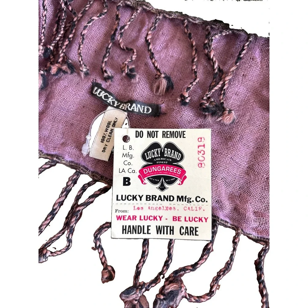 Lucky Brand 100% Wool Scarf Green Mauve